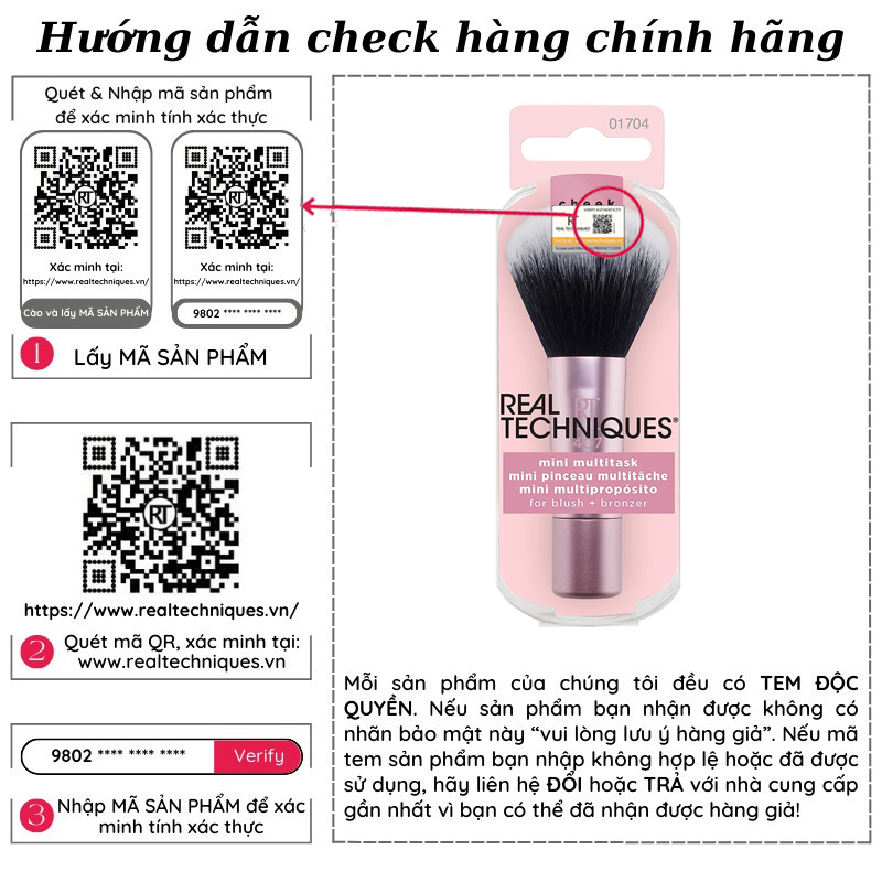 Cọ Phấn Phủ Cọ Má Hồng Mini RT Real Techniques Mini Multitask Makeup Brush 01704